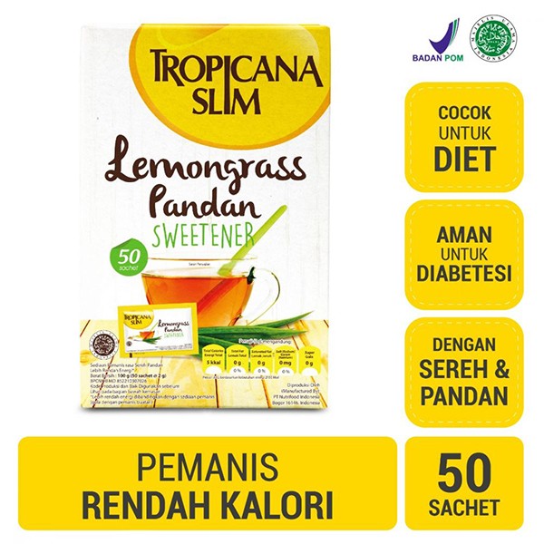 TROPICANA SLIM LEMONGRASS PANDAN 50 SACHET 100G