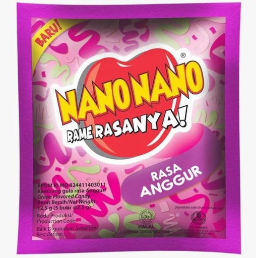 [8998685228005] NANO-NANO PERMEN 12.5GR ANGGUR